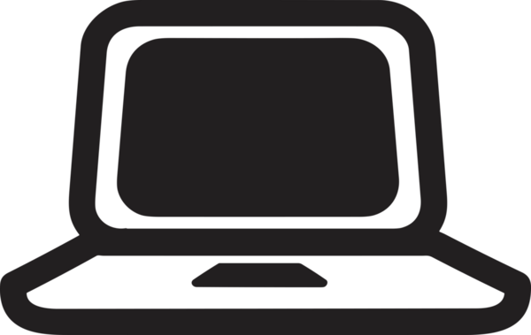 Şeffaf arkaplan ile PNG biçiminde bilgisayar logosu simgesi. Teknoloji markaları, bilişim hizmetleri, web geliştirme veya dijital ürünler için uygun minimalist siyah-beyaz tasarım. Çok yönlü markalaşma ve arayüz kullanımı için temiz ve modern sembol