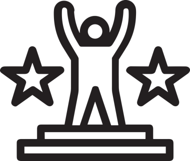 Kazanan Siyah ve Beyaz Logo Simgesi Markalaşma ve Tasarım için PNG Biçiminde