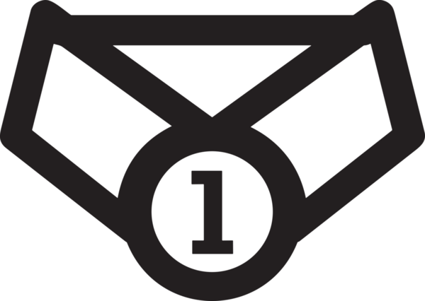 Kazanan Siyah ve Beyaz Logo Simgesi Markalaşma ve Tasarım için PNG Biçiminde