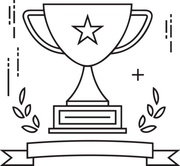 Kazanan Siyah ve Beyaz Logo Simgesi Markalaşma ve Tasarım için PNG Biçiminde