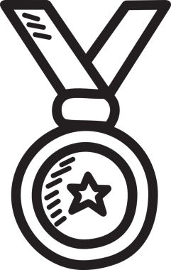 Kazanan Siyah ve Beyaz Logo Simgesi Markalaşma ve Tasarım için PNG Biçiminde