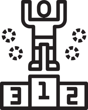 Kazanan Siyah ve Beyaz Logo Simgesi Markalaşma ve Tasarım için PNG Biçiminde