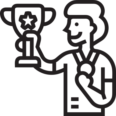 Kazanan Siyah ve Beyaz Logo Simgesi Markalaşma ve Tasarım için PNG Biçiminde