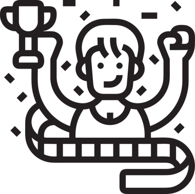 Kazanan Siyah ve Beyaz Logo Simgesi Markalaşma ve Tasarım için PNG Biçiminde