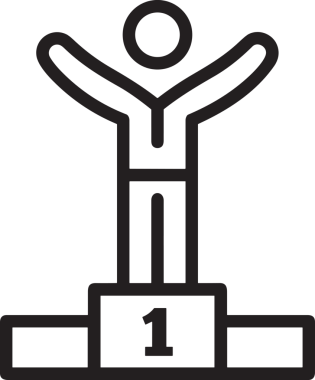 Kazanan Siyah ve Beyaz Logo Simgesi Markalaşma ve Tasarım için PNG Biçiminde