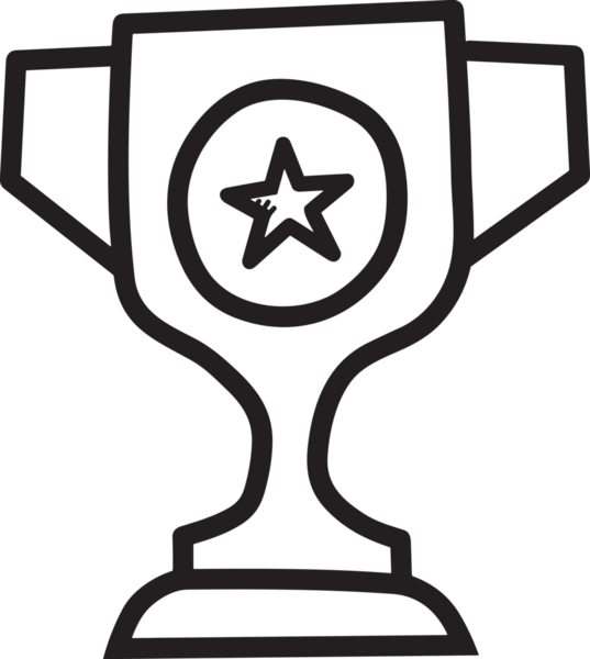 Kazanan Siyah ve Beyaz Logo Simgesi Markalaşma ve Tasarım için PNG Biçiminde