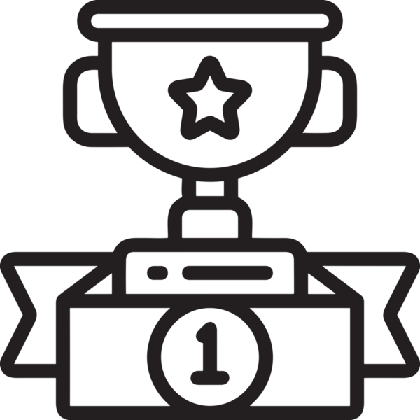 Kazanan Siyah ve Beyaz Logo Simgesi Markalaşma ve Tasarım için PNG Biçiminde