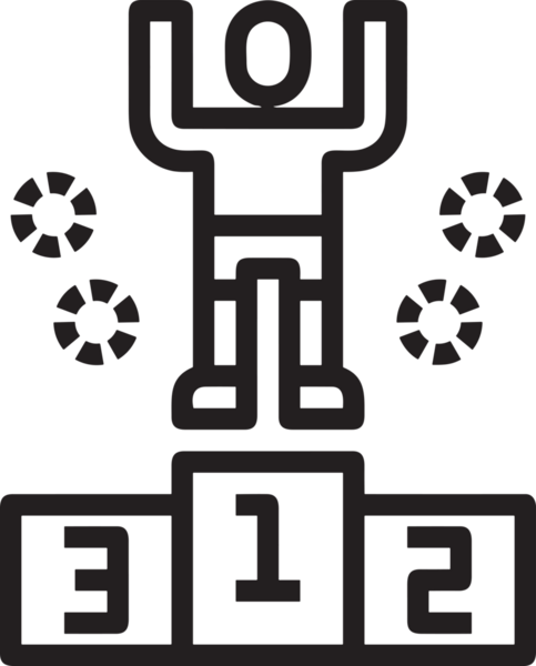 Kazanan Siyah ve Beyaz Logo Simgesi Markalaşma ve Tasarım için PNG Biçiminde