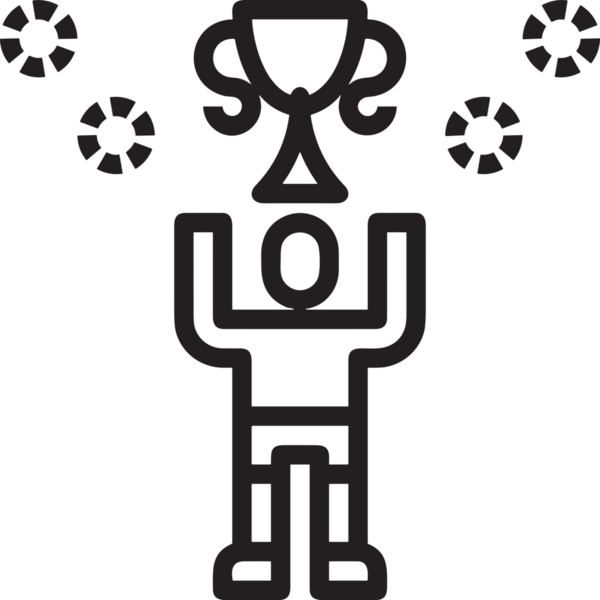 Kazanan Siyah ve Beyaz Logo Simgesi Markalaşma ve Tasarım için PNG Biçiminde