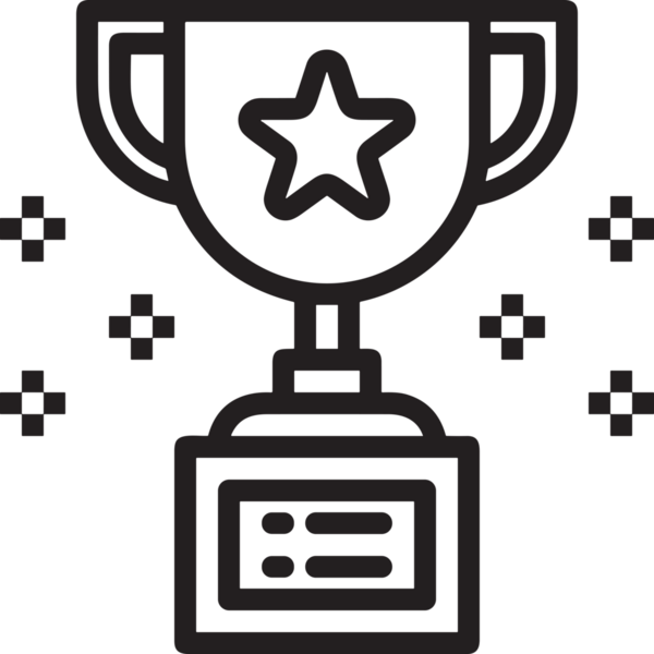 Kazanan Siyah ve Beyaz Logo Simgesi Markalaşma ve Tasarım için PNG Biçiminde