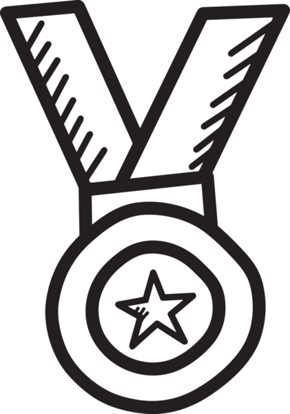 Kazanan Siyah ve Beyaz Logo Simgesi Markalaşma ve Tasarım için PNG Biçiminde