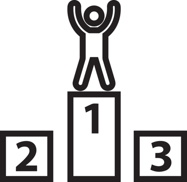 Kazanan Siyah ve Beyaz Logo Simgesi Markalaşma ve Tasarım için PNG Biçiminde