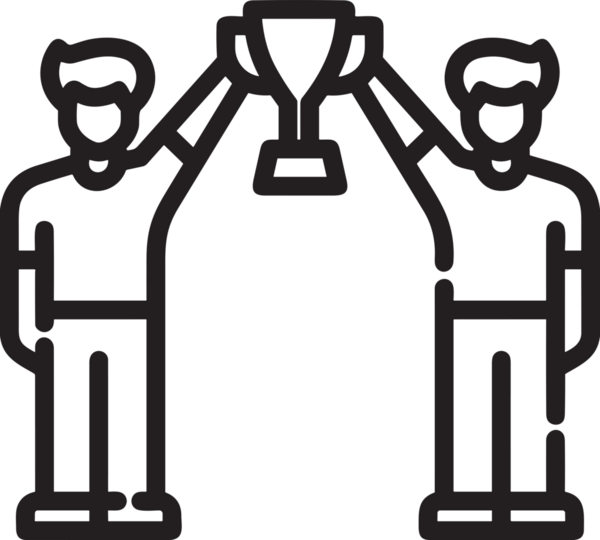 Kazanan Siyah ve Beyaz Logo Simgesi Markalaşma ve Tasarım için PNG Biçiminde