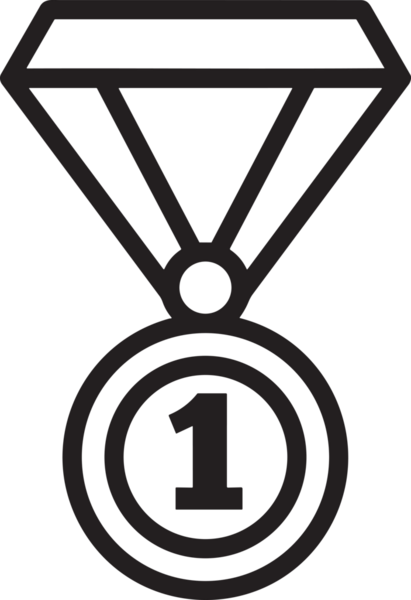 Kazanan Siyah ve Beyaz Logo Simgesi Markalaşma ve Tasarım için PNG Biçiminde