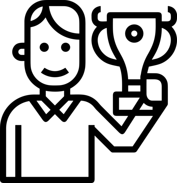 Kazanan Siyah ve Beyaz Logo Simgesi Markalaşma ve Tasarım için PNG Biçiminde