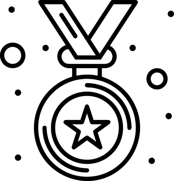 Kazanan Siyah ve Beyaz Logo Simgesi Markalaşma ve Tasarım için PNG Biçiminde