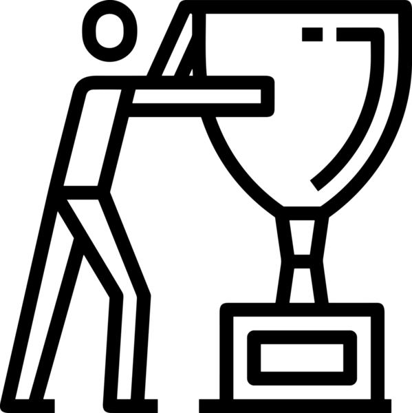 Kazanan Siyah ve Beyaz Logo Simgesi Markalaşma ve Tasarım için PNG Biçiminde