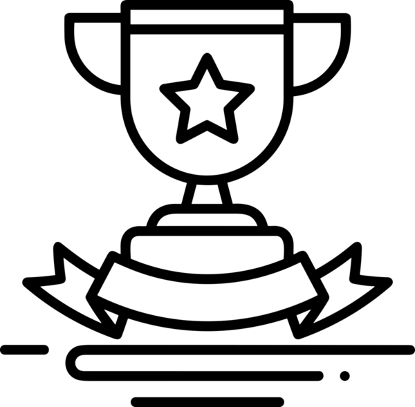 Kazanan Siyah ve Beyaz Logo Simgesi Markalaşma ve Tasarım için PNG Biçiminde