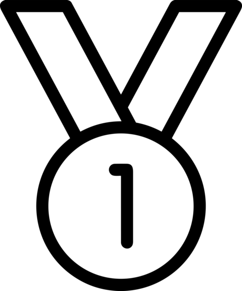 Kazanan Siyah ve Beyaz Logo Simgesi Markalaşma ve Tasarım için PNG Biçiminde
