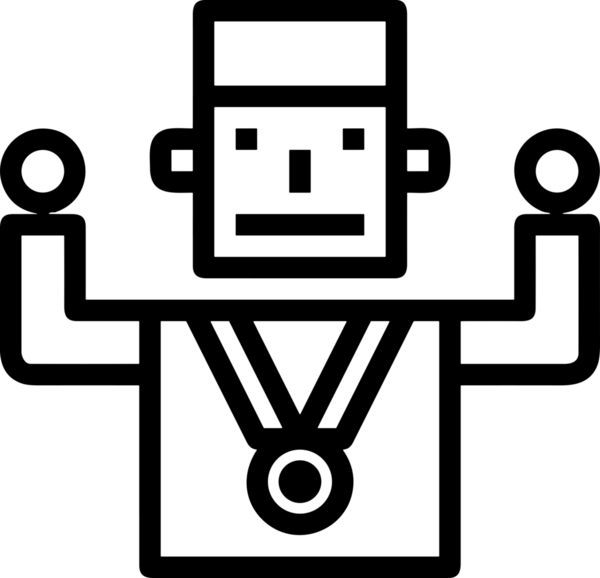Kazanan Siyah ve Beyaz Logo Simgesi Markalaşma ve Tasarım için PNG Biçiminde