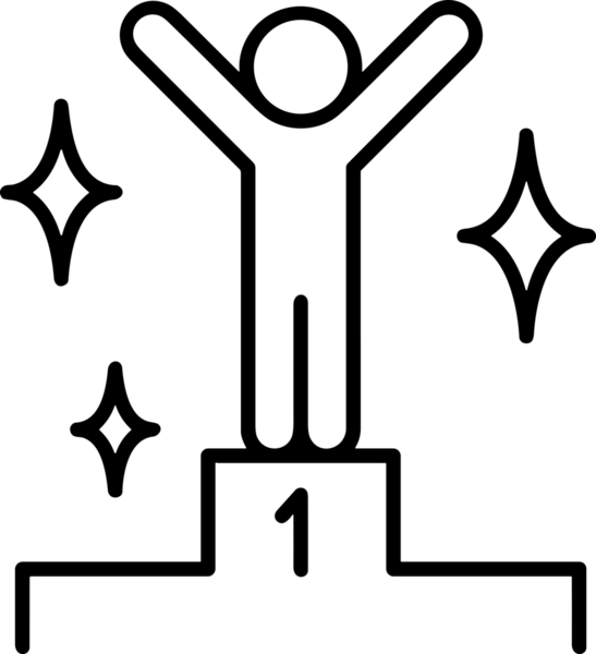 Kazanan Siyah ve Beyaz Logo Simgesi Markalaşma ve Tasarım için PNG Biçiminde