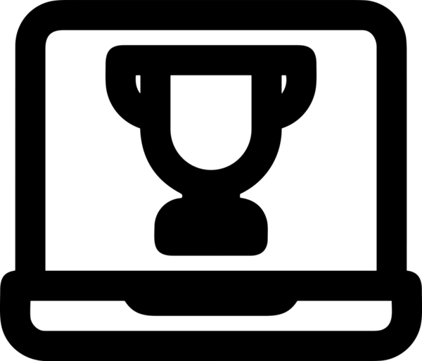 Kazanan Siyah ve Beyaz Logo Simgesi Markalaşma ve Tasarım için PNG Biçiminde