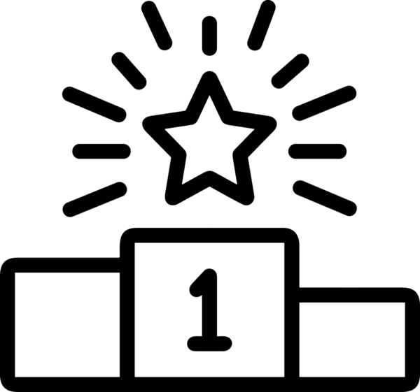 Kazanan Siyah ve Beyaz Logo Simgesi Markalaşma ve Tasarım için PNG Biçiminde