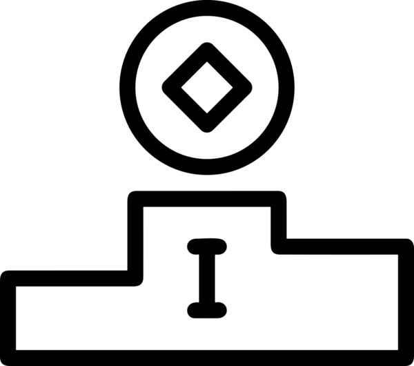 Kazanan Siyah ve Beyaz Logo Simgesi Markalaşma ve Tasarım için PNG Biçiminde