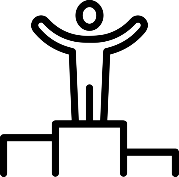 Kazanan Siyah ve Beyaz Logo Simgesi Markalaşma ve Tasarım için PNG Biçiminde