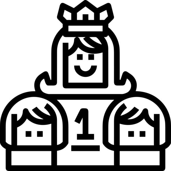 Kazanan Siyah ve Beyaz Logo Simgesi Markalaşma ve Tasarım için PNG Biçiminde