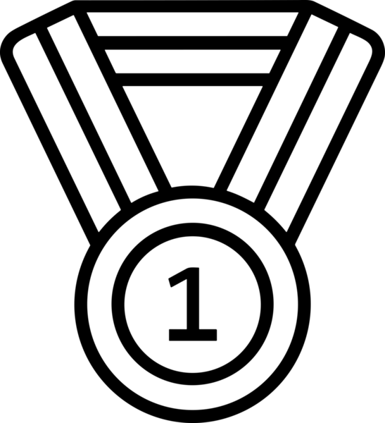 Kazanan Siyah ve Beyaz Logo Simgesi Markalaşma ve Tasarım için PNG Biçiminde