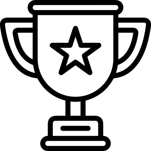 Kazanan Siyah ve Beyaz Logo Simgesi Markalaşma ve Tasarım için PNG Biçiminde