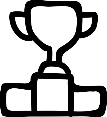 Kazanan Siyah ve Beyaz Logo Simgesi Markalaşma ve Tasarım için PNG Biçiminde