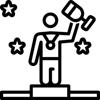 Kazanan Siyah ve Beyaz Logo Simgesi Markalaşma ve Tasarım için PNG Biçiminde