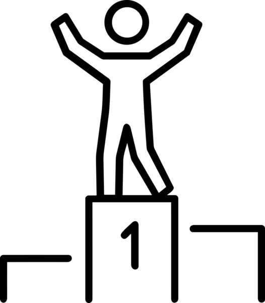 Kazanan Siyah ve Beyaz Logo Simgesi Markalaşma ve Tasarım için PNG Biçiminde