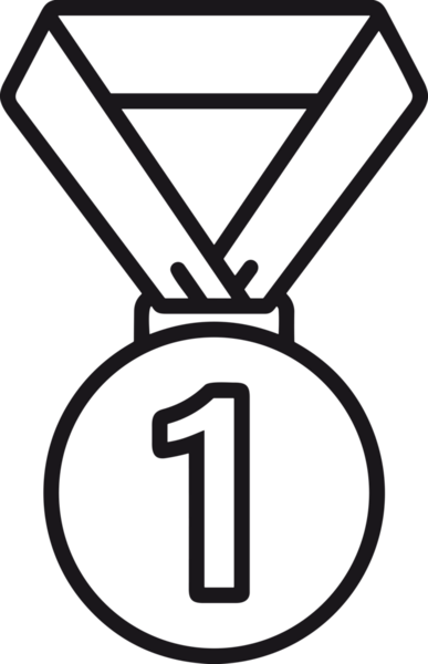 Kazanan Siyah ve Beyaz Logo Simgesi Markalaşma ve Tasarım için PNG Biçiminde