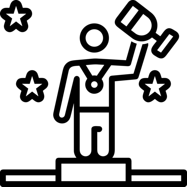 Kazanan Siyah ve Beyaz Logo Simgesi Markalaşma ve Tasarım için PNG Biçiminde