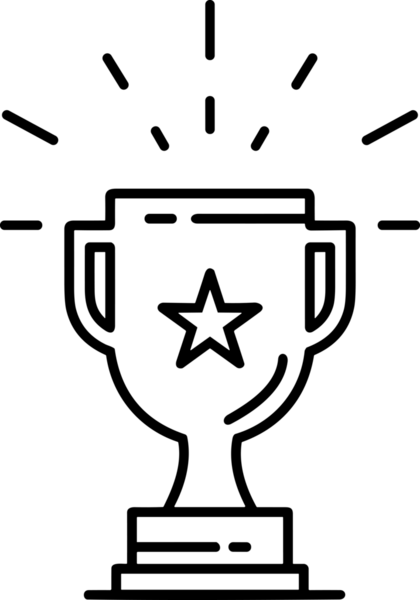 Kazanan Siyah ve Beyaz Logo Simgesi Markalaşma ve Tasarım için PNG Biçiminde