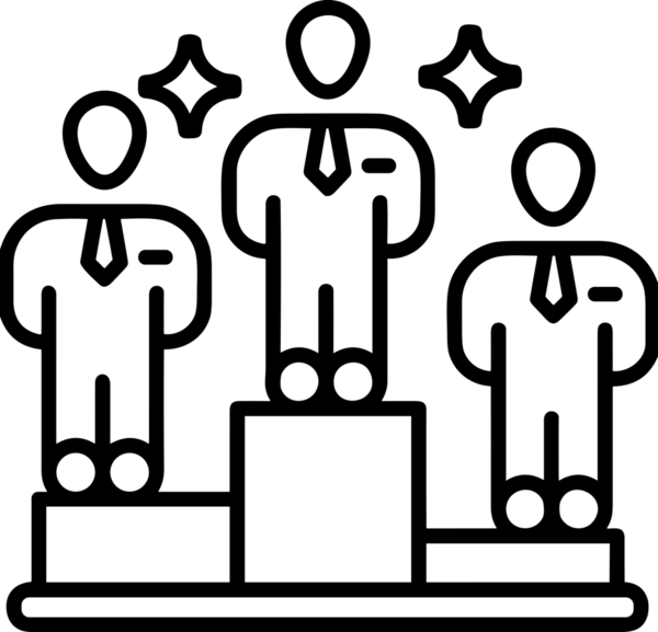 Kazanan Siyah ve Beyaz Logo Simgesi Markalaşma ve Tasarım için PNG Biçiminde
