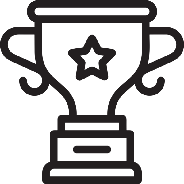 Kazanan Siyah ve Beyaz Logo Simgesi Markalaşma ve Tasarım için PNG Biçiminde