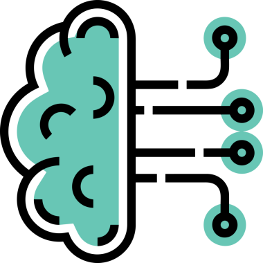 Yapay zeka simgesi png biçimi basit ai outline logo tasarım makinesi öğrenme sembolü nöral ağ dijital beyin ikonu grafik gösterimi izole edilmiş düz vektör modern minimalist biçim