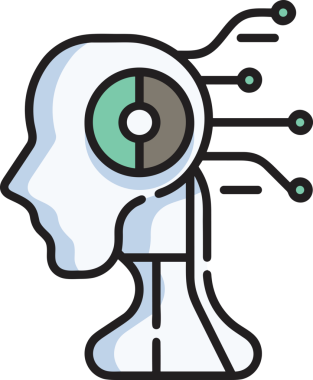 Yapay zeka simgesi png biçimi basit ai outline logo tasarım makinesi öğrenme sembolü nöral ağ dijital beyin ikonu grafik gösterimi izole edilmiş düz vektör modern minimalist biçim