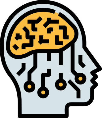 Yapay zeka simgesi png biçimi basit ai outline logo tasarım makinesi öğrenme sembolü nöral ağ dijital beyin ikonu grafik gösterimi izole edilmiş düz vektör modern minimalist biçim