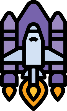 Modern Tasarım, Web, Uygulama ve Dijital İllüstrasyon için Roket Simgesi PNG Biçimi