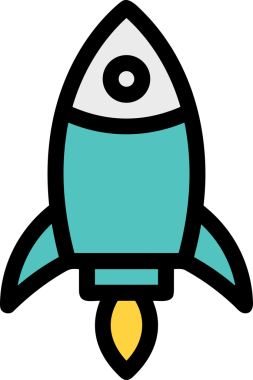 Modern Tasarım, Web, Uygulama ve Dijital İllüstrasyon için Roket Simgesi PNG Biçimi