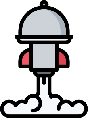 Modern Tasarım, Web, Uygulama ve Dijital İllüstrasyon için Roket Simgesi PNG Biçimi