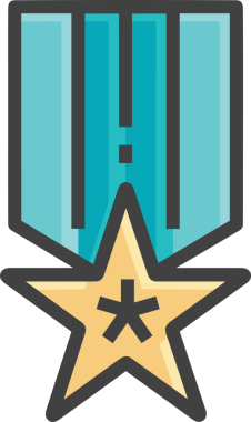 Kazanan ikon sembolü, ödül ödülünün renk tasarımı ile tasarımı ile tasvir edilmesi, modern grafik sanatları dijital tasarımı için mükemmel bir başarı ve zafer sembolü.