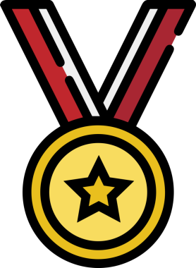 Kazanan ikon sembolü, ödül ödülünün renk tasarımı ile tasarımı ile tasvir edilmesi, modern grafik sanatları dijital tasarımı için mükemmel bir başarı ve zafer sembolü.