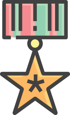 Kazanan ikon sembolü, ödül ödülünün renk tasarımı ile tasarımı ile tasvir edilmesi, modern grafik sanatları dijital tasarımı için mükemmel bir başarı ve zafer sembolü.