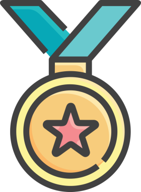 Kazanan ikon sembolü, ödül ödülünün renk tasarımı ile tasarımı ile tasvir edilmesi, modern grafik sanatları dijital tasarımı için mükemmel bir başarı ve zafer sembolü.